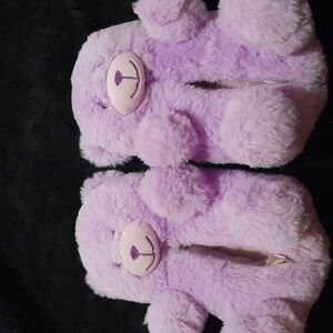 Childrens Place girls purple bear slippers size 8-9